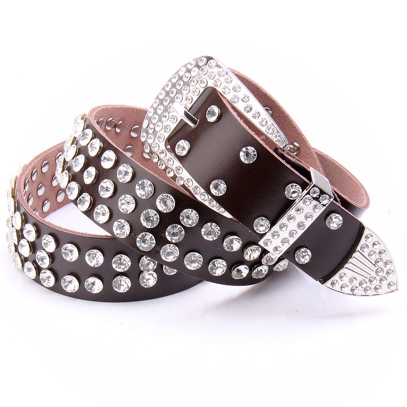 Decoration all-match Women genuine leather rhinestone belt women's strap genuine leather diamond belt loop belt