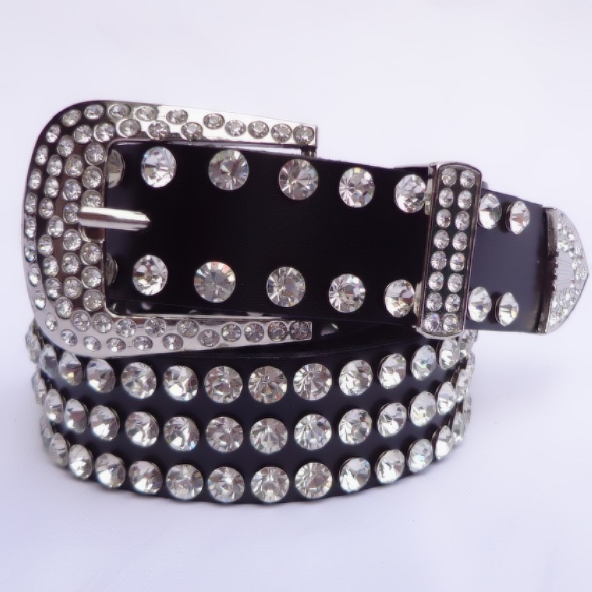 Decoration crystal women's belt Women rhinestone wide belt diamond black genuine leather cowhide belt strap