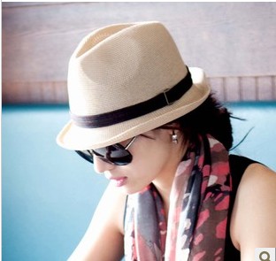 Decoration knitted small fedoras female jazz hat women's sun-shading hat female summer