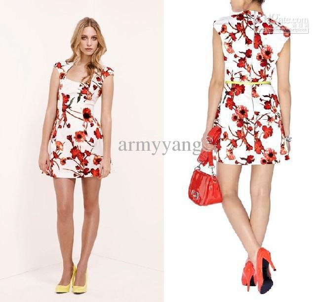 Decoration Sleeveless Dress 2012 New Hot K M Fashion Printing Flowers Red Embroidered