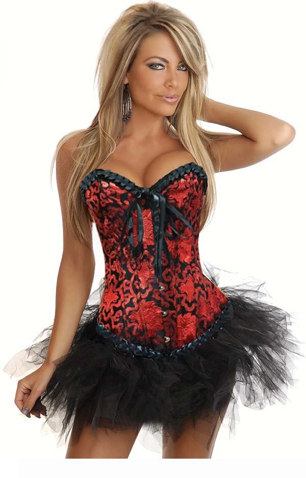Deep red flash and fashion corset + Tu Tu dress + Freeshipping Wholesale and retail - AB989