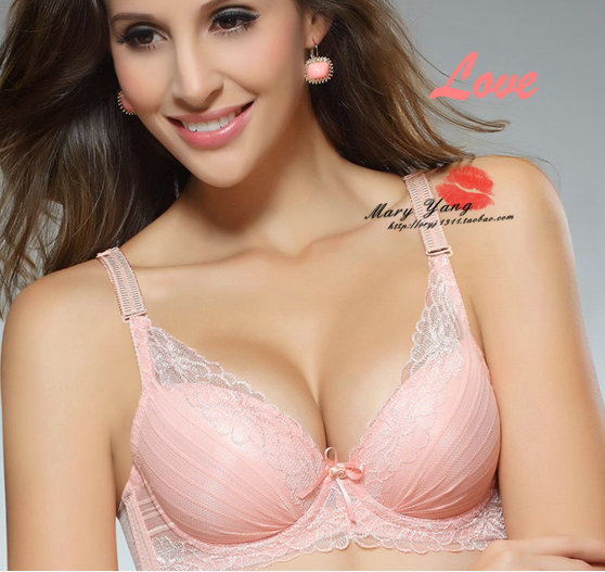 Deep V charming cleavage sexy lace beautiful body gather bra 326