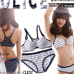 Deep V-neck vest design yoga front button push up stripe 100% sports cotton sweat absorbing bra underwear set