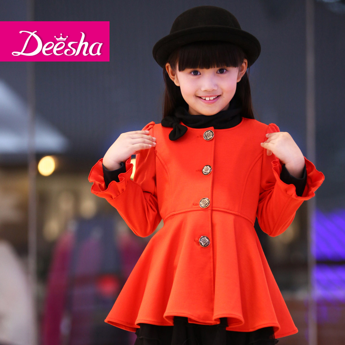 DEESHA 2012 autumn female child outerwear princess o-neck solid color child long-sleeve outerwear