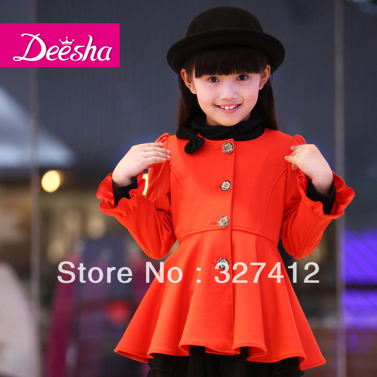 DEESHA female child medium-long dress trench spring and autumn medium-large clothing outerwear