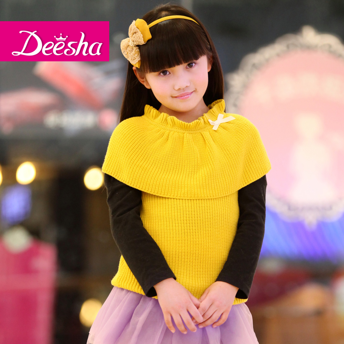 DEESHA female child spring 2013 princess 100% cotton poncho female child vest sweater girls clothing