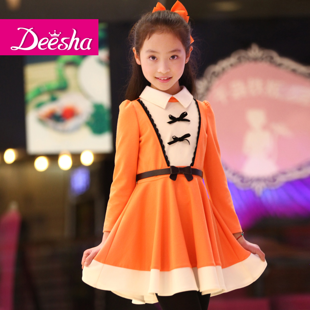 DEESHA spring girls clothing child long design child trench 1312011