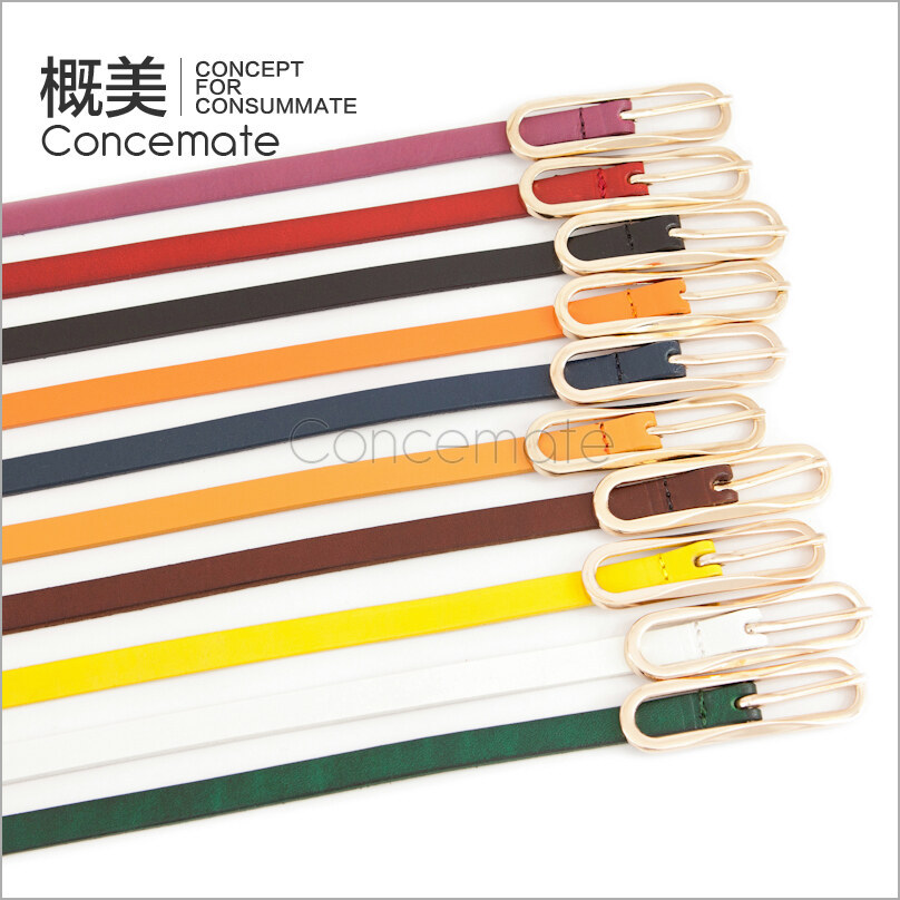 Delicate gentle candy color genuine leather strap genuine leather women's thin belt tieclasps multicolour belt c558