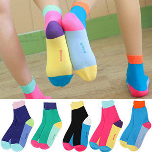 delivery slowly free shipping   socks candy color polka dot color block decoration cartoon cotton socks women's sock