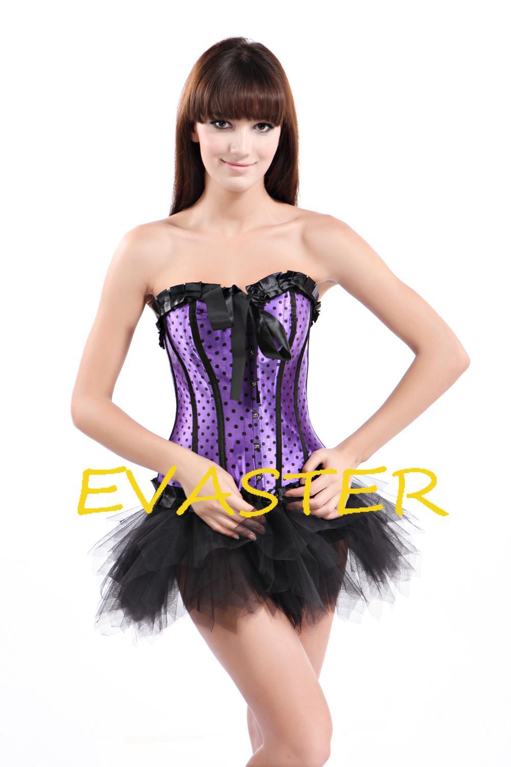 deluxe cute hotsale charming Purple Burlesque Polka Dot sexy woman shape wear