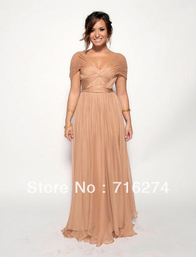 demi lovato nude Charming Champagne Cap Sleeves A Line Pleat  Tulle Long Celebrity Dresses Prom Gown