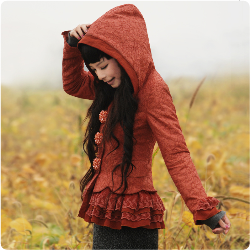 DEMONSTYLE 2012 autumn and winter sweet lace with a hood cotton-padded short design wadded jacket outerwear