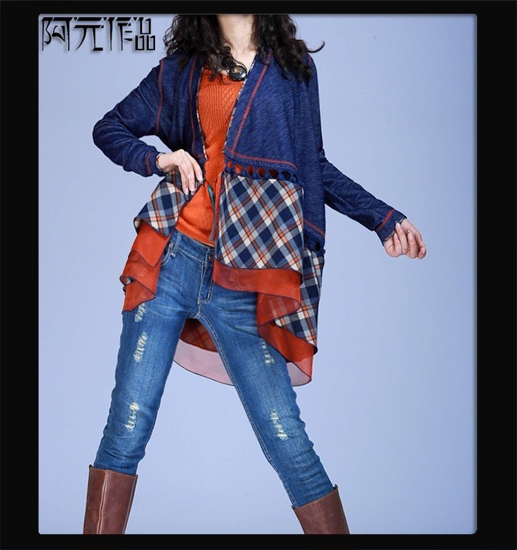 DEMONSTYLE 2012 Autumn New arrival chiffon&denim patchwork jacket ,lady's wrap Q52