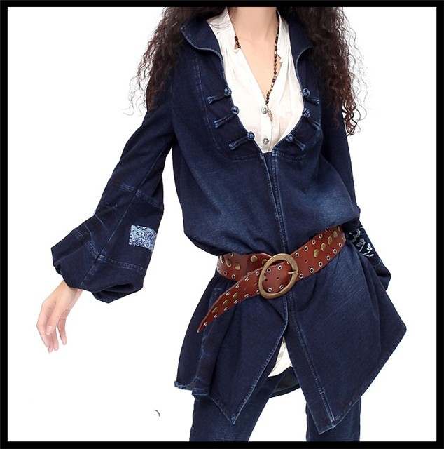 DEMONSTYLE Autumn  New arrival lady's denim trench,women's trench WN12625D