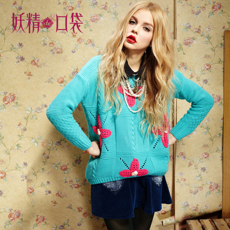 DEMONSTYLE globalsources spring flower cutout sweater,women's fashion sweater women's clothing