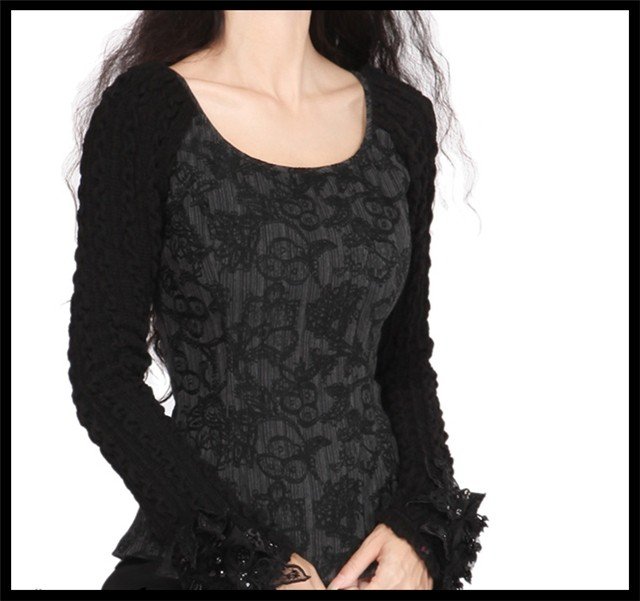 DEMONSTYLE Lady's shirt,women's black top  SA10128Q