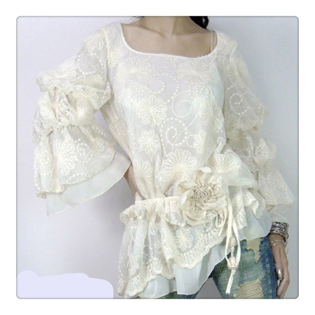 [DEMONSTYLE]New arrival lady's blouse,women's blouse lace blouse A02447