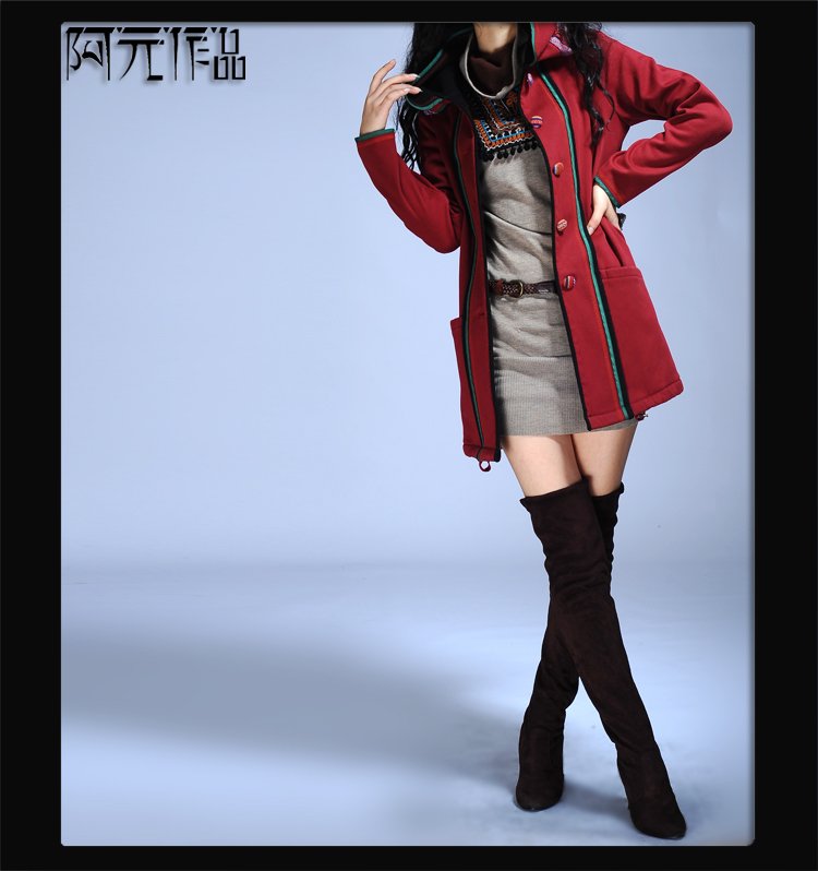 DEMONSTYLE  New arrival women's coat ,lady's red overcoat D50