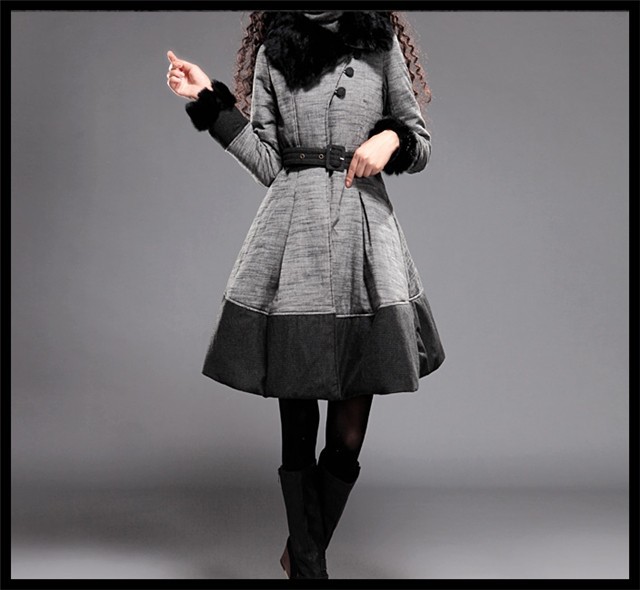 DEMONSTYLE  New arrival women's wool coat with fur ,lady's overcoat MA10321D