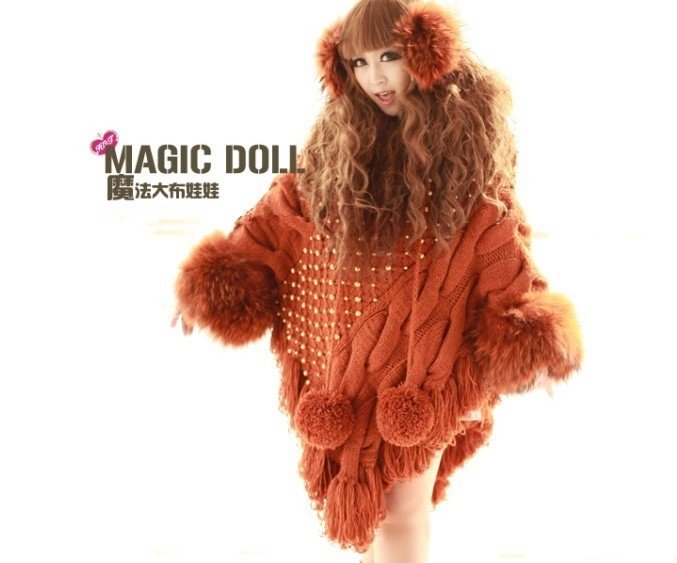 DEMONSTYLE original design cloak knitting wool coat,women's coat custum made
