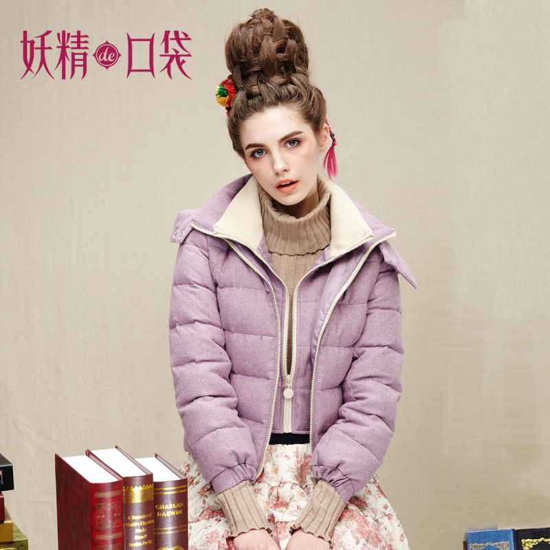 DEMONSTYLE winter faux two piece wool fabric down coat,down jacket
