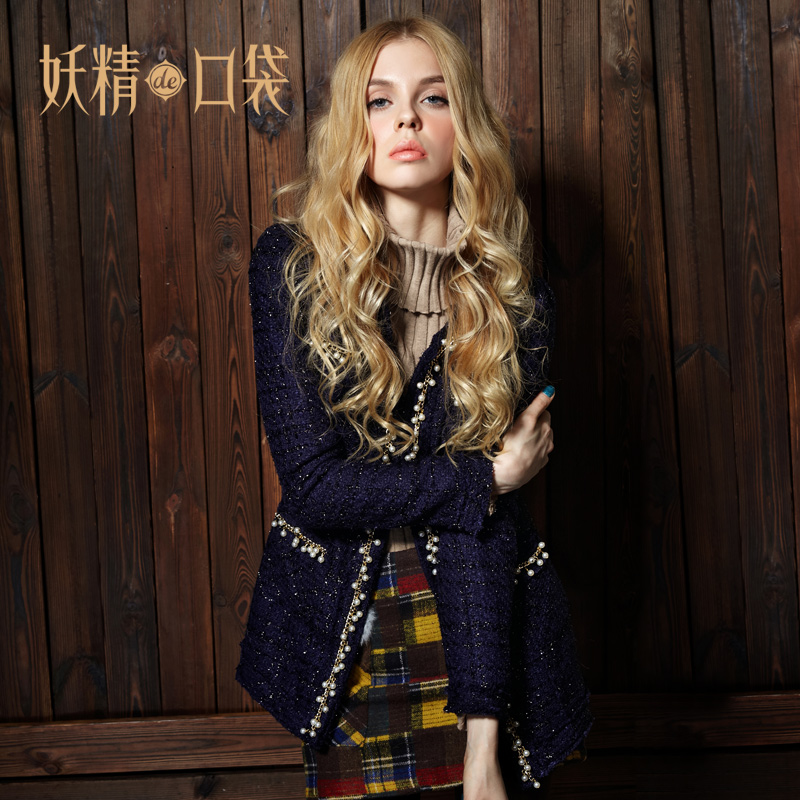 DEMONSTYLE winter gorgeous beading vintage French style overcoat,women's trench/coat