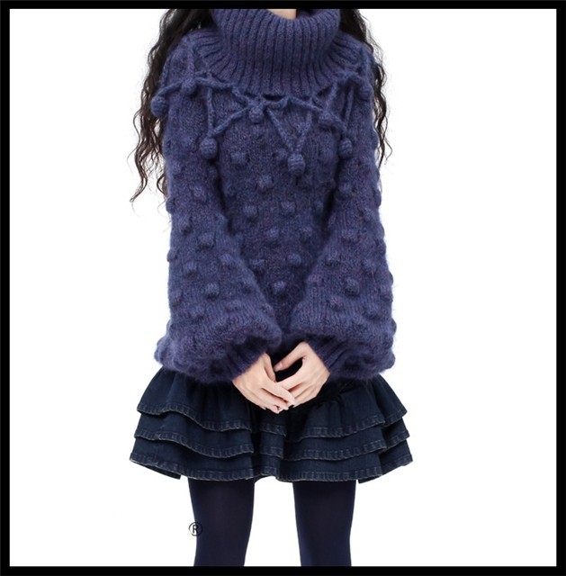 [DEMONSTYLE]Winter item long sleeve knitwear,women's 100%wool sweater B09507