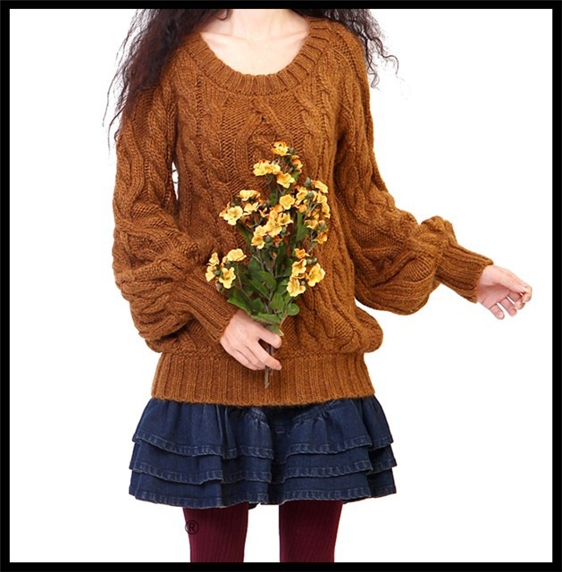 [DEMONSTYLE]Winter item long sleeve knitwear,women's wool sweater YB13135C