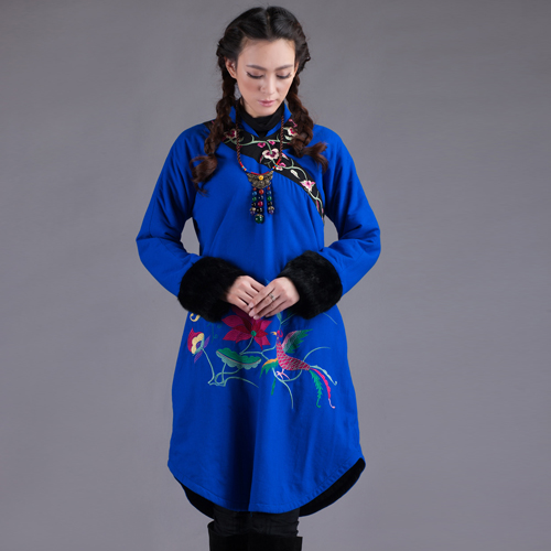 DEMONSTYLE winter original design women's embroidered wadded jacket rabbit fur jacket snow wear,women's coat
