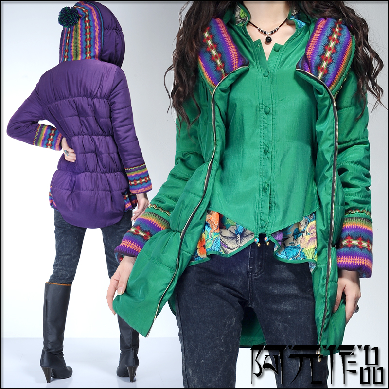 DEMONSTYLE  women's wadded jacket 2012 thickening cotton-padded jacket medium-long jacket slim outerwear female
