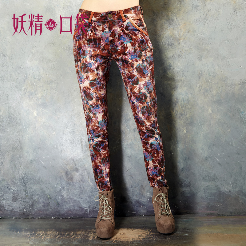 DEMONSTYLLE spring vintage print jeans,fashion pants women's clothings