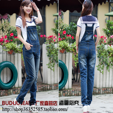 Denim bib pants female 2013 gossip slim suspenders lovely spaghetti strap jeans trousers plus size