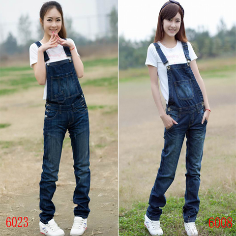 Denim bib pants female 2013 spring loose denim bib pants bib pants female plus size