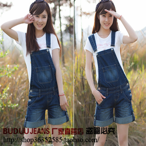 Denim bib pants shorts female 2013 bib pants shorts female shorts 3602