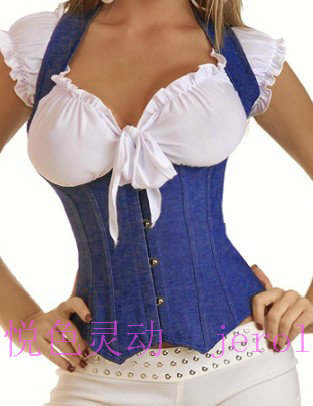 Denim blue shoulder strap shapewear royal stsrhc clothing short design waist slimming body shaping vest