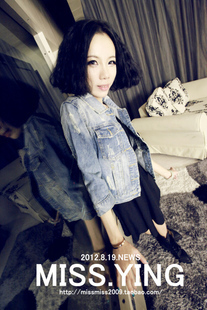 Denim outerwear fashion all-match hole scratches reminisced three quarter sleeve denim all-match outerwear c198