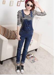 Denim overalls female han edition 2013 new casual  lovely big yards condole conjoined trousers