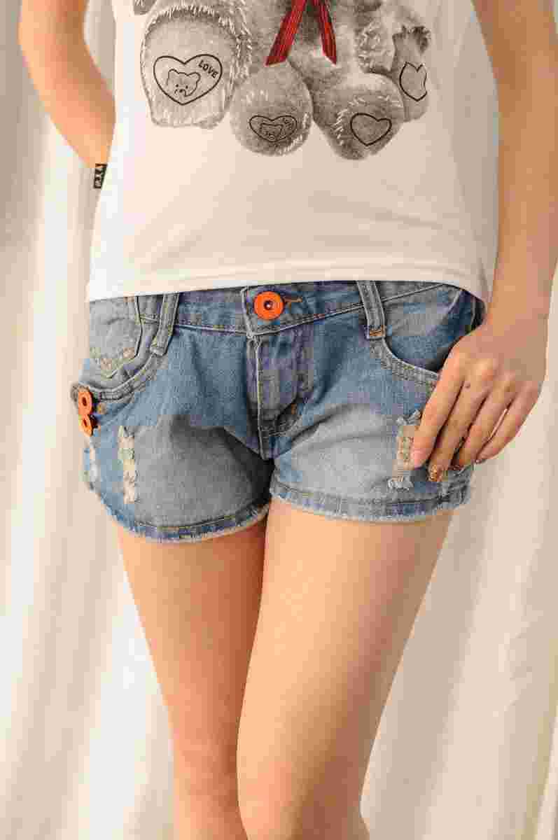 Denim Shorts Loose Denim Shorts Hole In Flanging Shorts Free Freight (No. SLA152