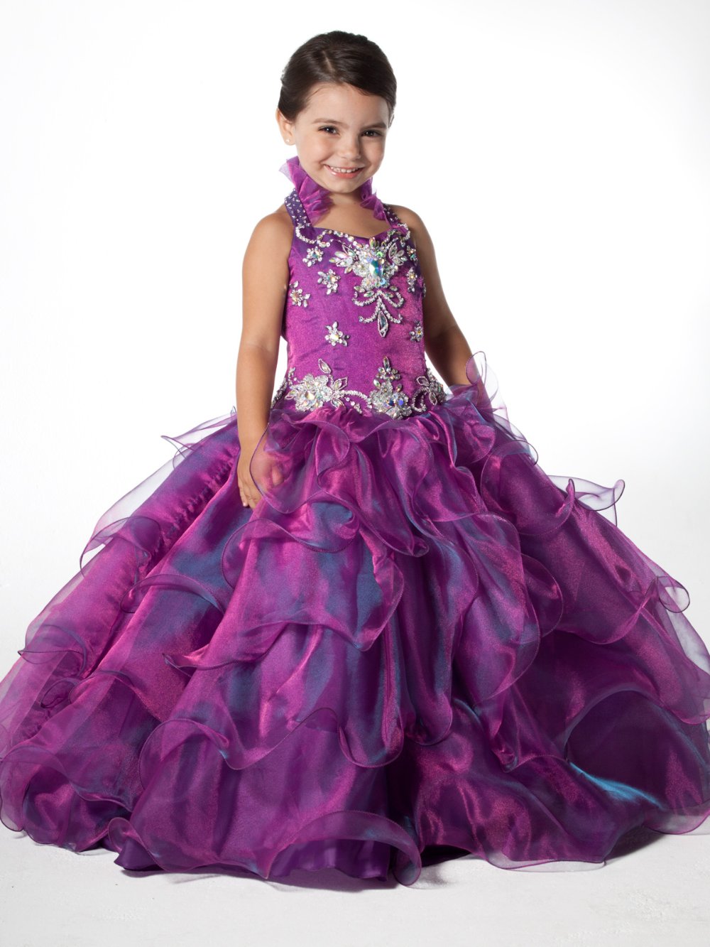 design halter purple flower girl dress,kid's special ocassion dress,peagant gown for weddings ,us2-14