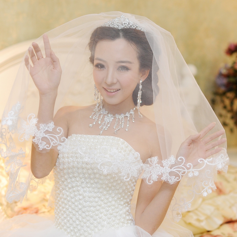 Design long bride veil bridal veil quality lace decoration wedding accessories decoration veil 30