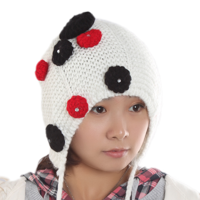 Design long ear knitted hat knitted fashion winter thermal women's ball cap female hat