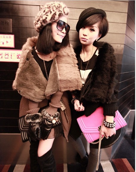 Design rabbit fur large lapel berber fleece thermal trench belt
