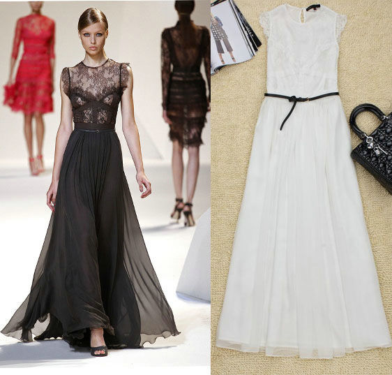 designer long maxi lace fashion dress