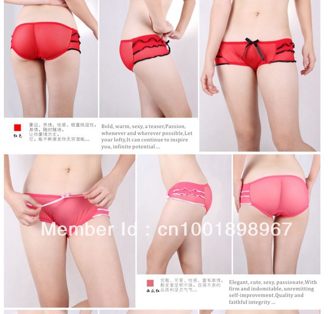 Detonation model of Japan and South Korea lace underwear sexy appeal transparent gauze bowknot falbala briefs wholesale * 2157