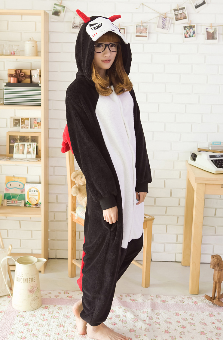 Devil cartoon animal lovers one piece coral fleece sleepwear
