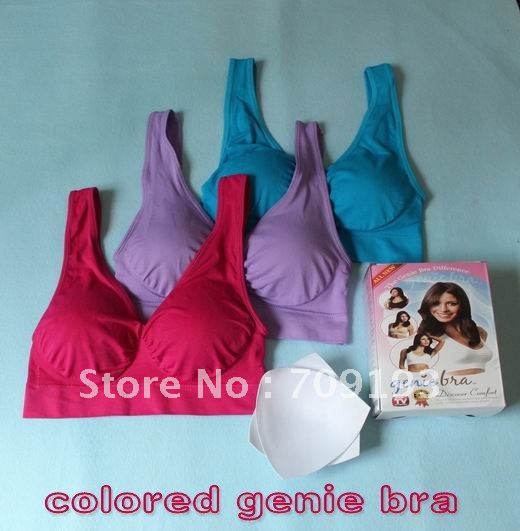 DHL/FEDEX/UPS Free shipping 300pcs=100sets Double Sided Genie BRA Yoga bra with Remval pads S M L XL XXL XXXL