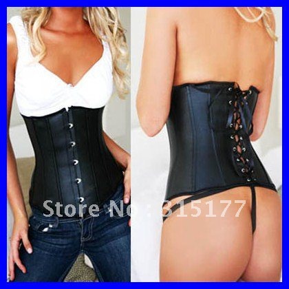 DHL Free shipping 2012 Corset for women Wholesale 10pcs/lot Sexy underwear Leather Black Waist Cincher underbust corset 5109
