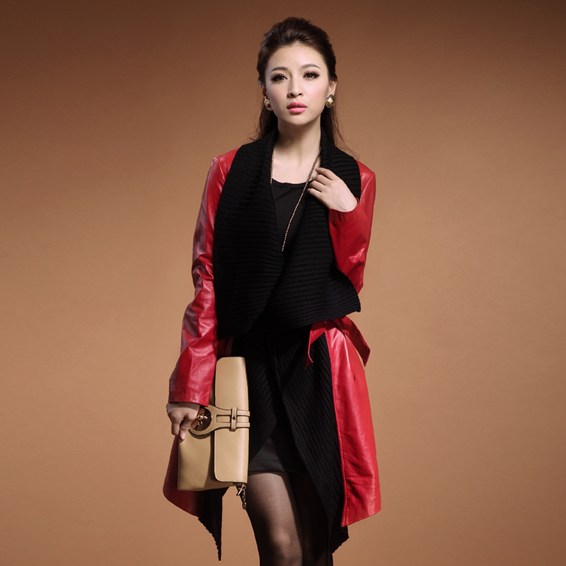 DHL free shipping 2013 autumn new arrival medium-long slim sheepskin female genuine leather clothing