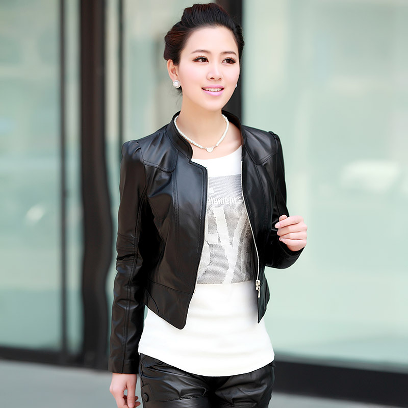 DHL free shipping 2013 autumn women outerwear genuine leather clothing female sheepskin short design slim coat