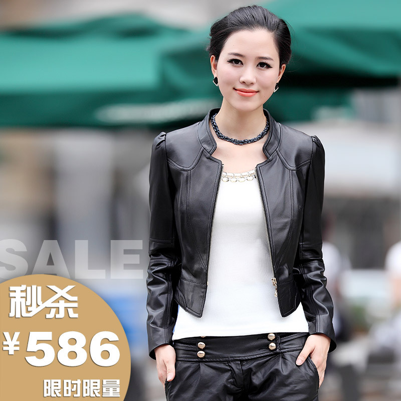 DHL free shipping 2013 sheepskin genuine leather clothing female short design women's slim small leather clothing outerwear